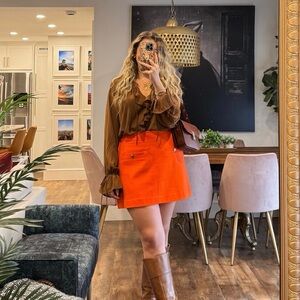 Vibrant Orange Mini Skirt